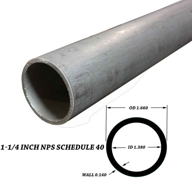 1-1//4/" Schedule 40 Pipe x 12/" Long 0.14/" Wall Thickness 1.66/" OD x 1.38/" ID